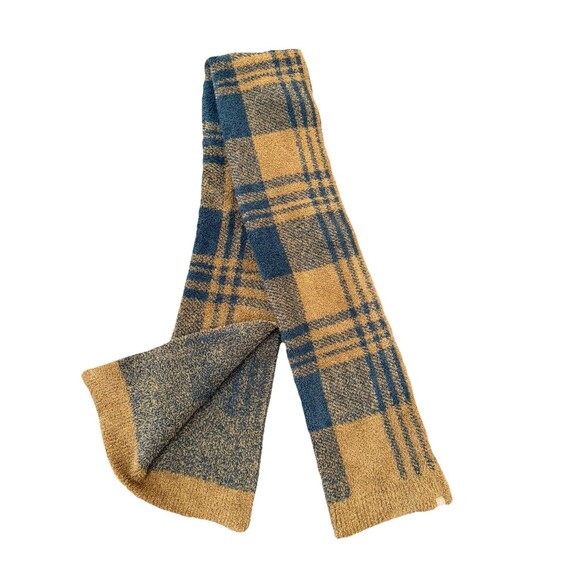 Barefoot Dreams CozyChic Plaid Scarf Wrap Honey Carbon Oversized Soft 72”X17” - Picture 8 of 8